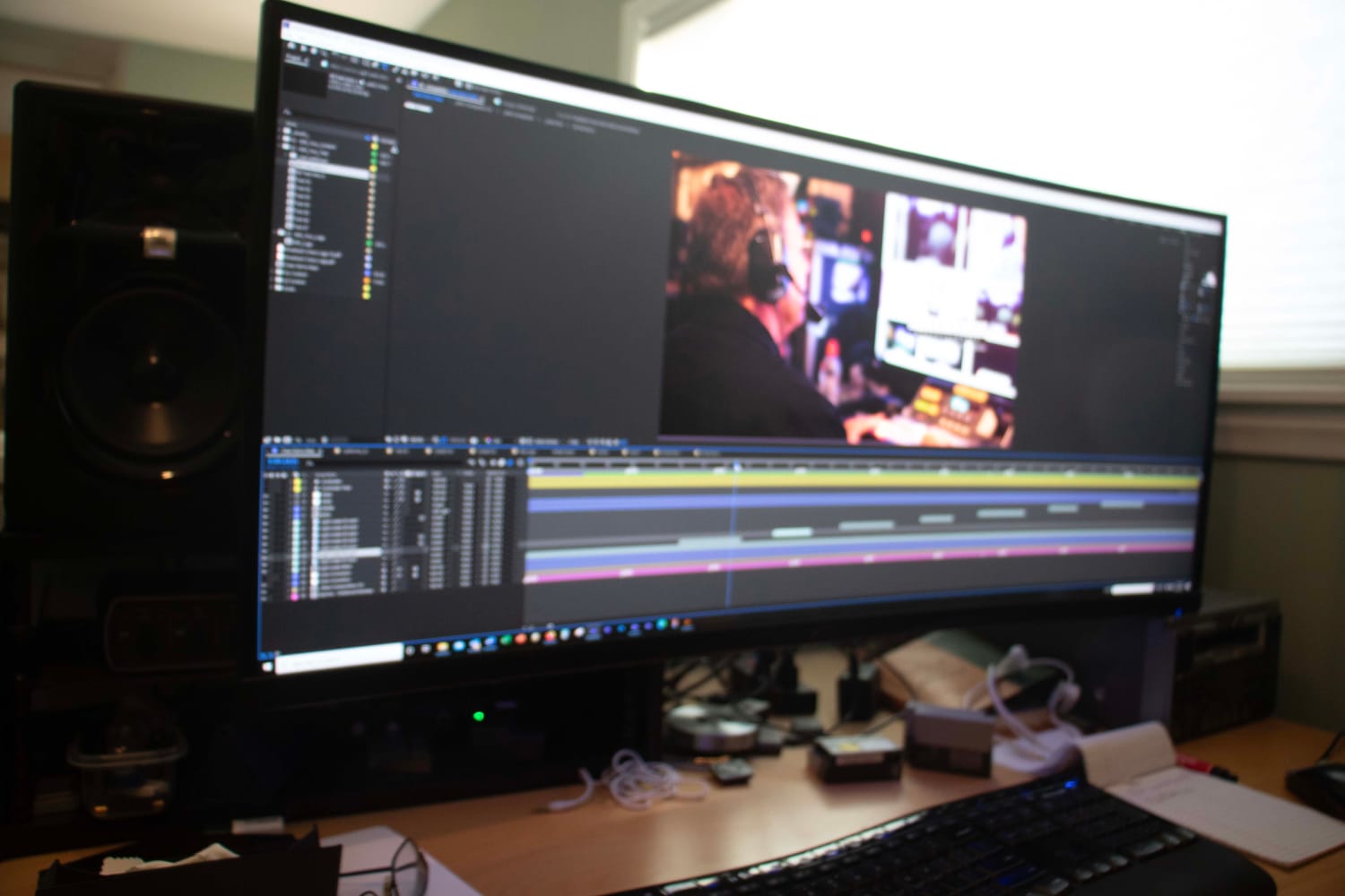 A professional video editing and post-production studio.